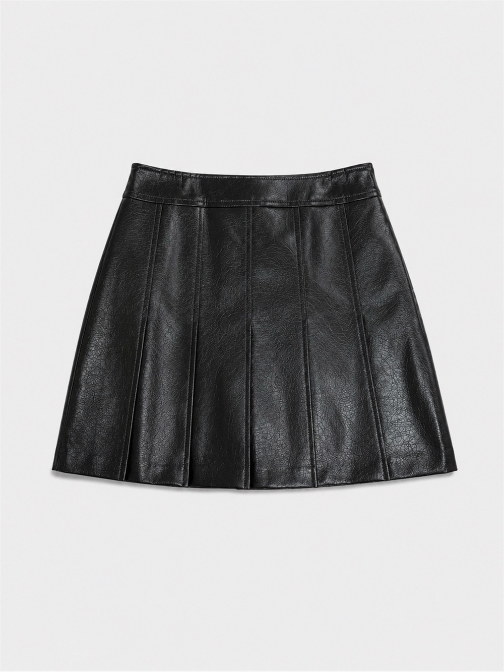 MIXXO Pleated Faux Leather Mini Skirt
